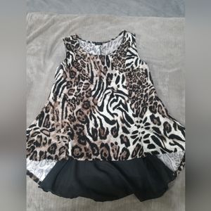 Haute Mess Cheetah Print Sleeveless Blouse Mixed Media/Size 3XLg